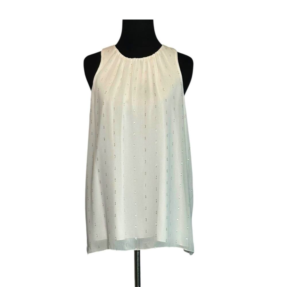 Vince Camuto off white silver sleeveless blouse size Small